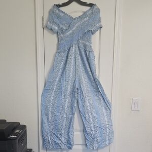 Japna Light Blue Patterned Jumpsuit